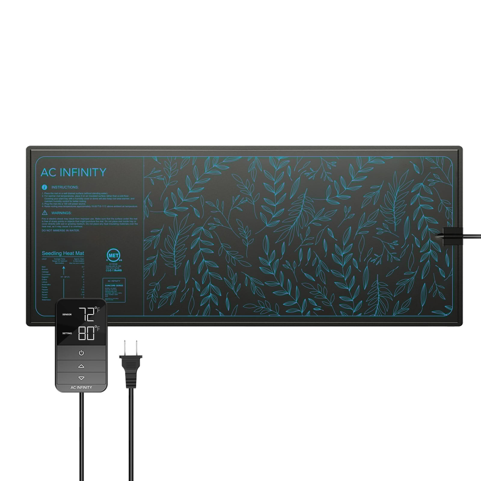 SUNCORE H7 – Smart Spirematte med Digital Varmekontroller, 122 x 53 cm