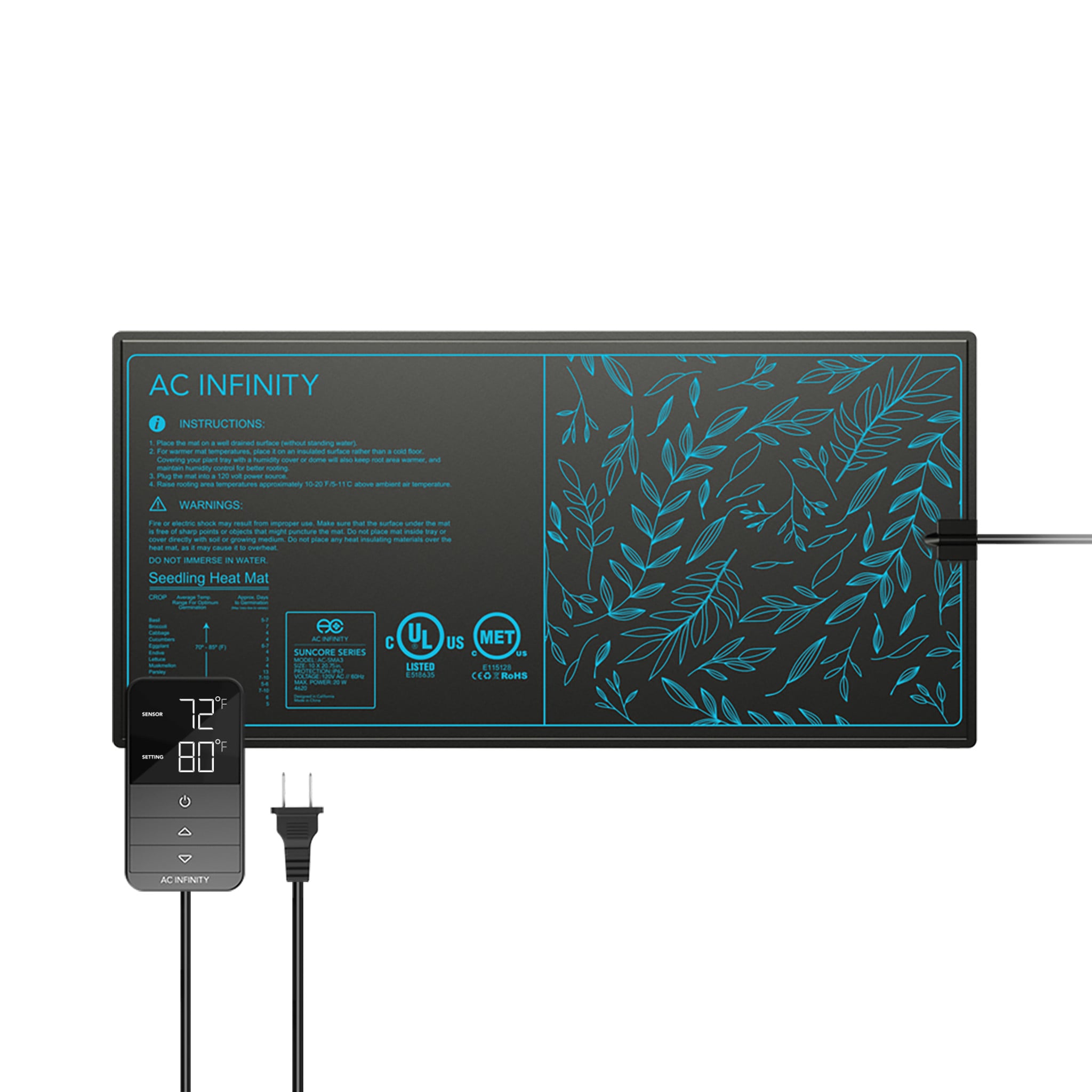 SUNCORE H3 – Smart Spirematte med Digital Varmekontroller, 25 x 53 cm