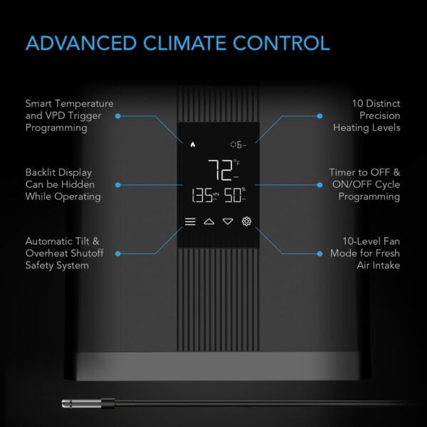 THERMOFORGE T3 – Smart varmer med VPD-kontroll, 10 varmenivåer og fleksibel slange - Bilde 4