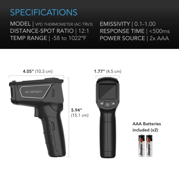 AC Infinity VPD Thermometer – håndholdt miljømåler for blad-VPD, temperatur og RH - Bilde 6