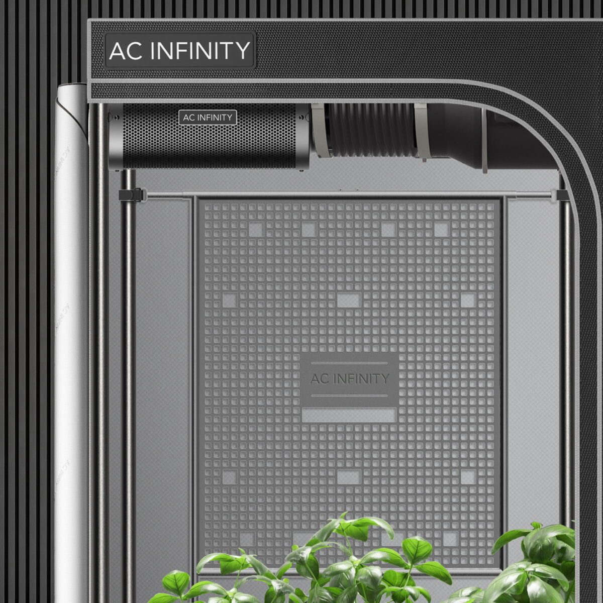 Dyrkeland AC Infinity Utstyrsplate for Dyrketelt, Organiser Utstyr og Kabler