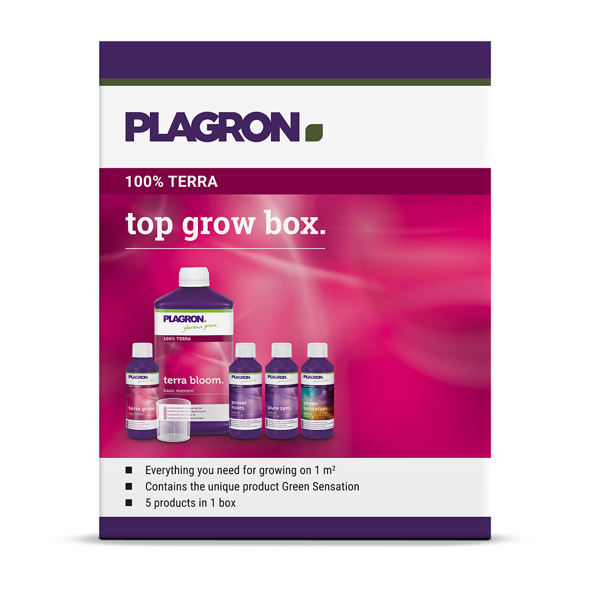 Plagron Top Grow Box 100% Terra – Komplett Næringskit for 1 m²