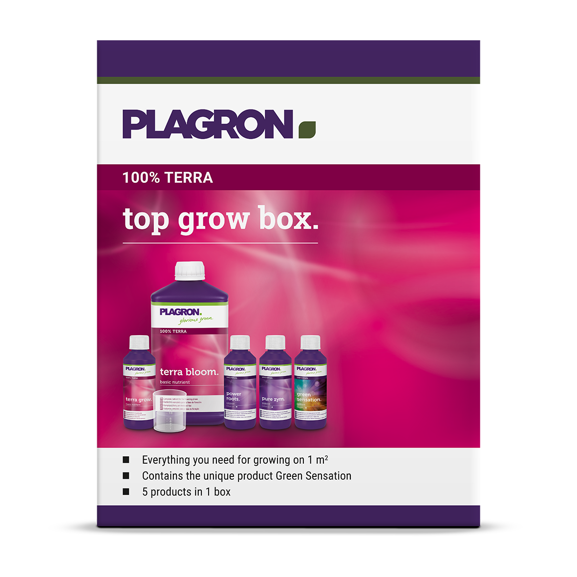 Plagron Top Grow Box 100% Terra – Komplett Næringskit for 1 m²